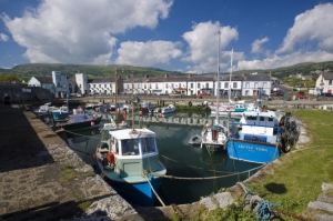 Carnlough harbour coastal town in North Antrim coast